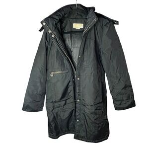 Michael Kors Puffer Parka Women Small Black Faux Fur Hood Long‎ Winter Coat
